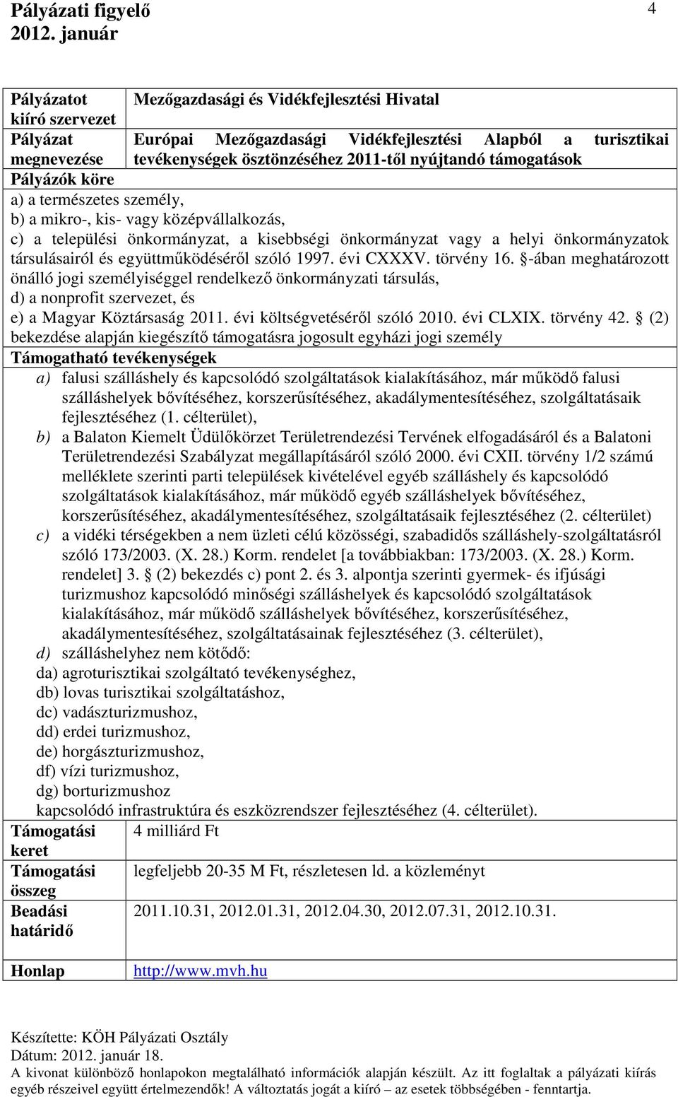 -ában meghatározott önálló jogi személyiséggel rendelkező önkormányzati társulás, d) a nonprofit szervezet, és e) a Magyar Köztársaság 2011. évi költségvetéséről szóló 2010. évi CLXIX. törvény 42.