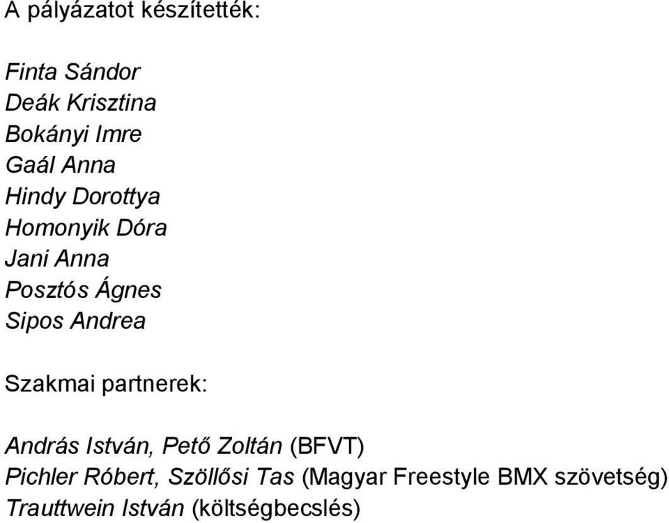 Szakmai partnerek: András István, Pető Zoltán (BFVT) Pichler Róbert,