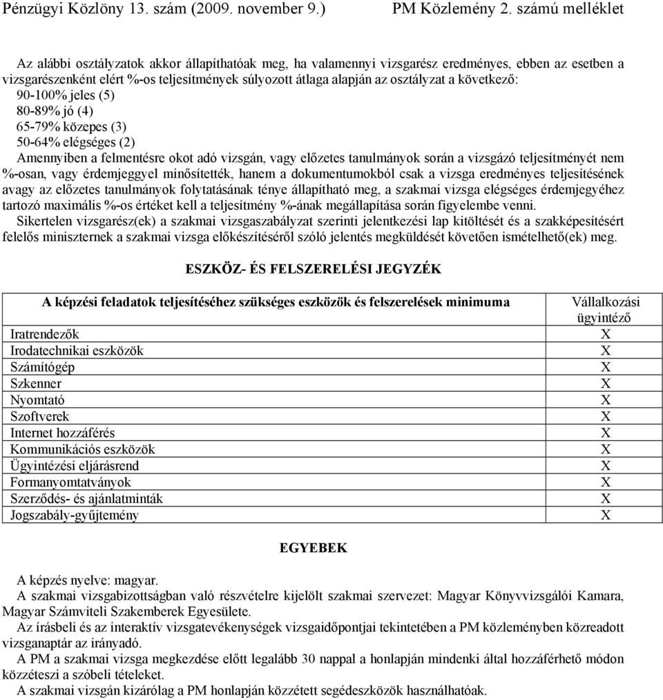 érdemjeggyel minősítették, hanem a dokumentumokból csak a vizsga eredményes teljesítésének avagy az előzetes tanulmányok folytatásának ténye állapítható meg, a szakmai vizsga elégséges érdemjegyéhez