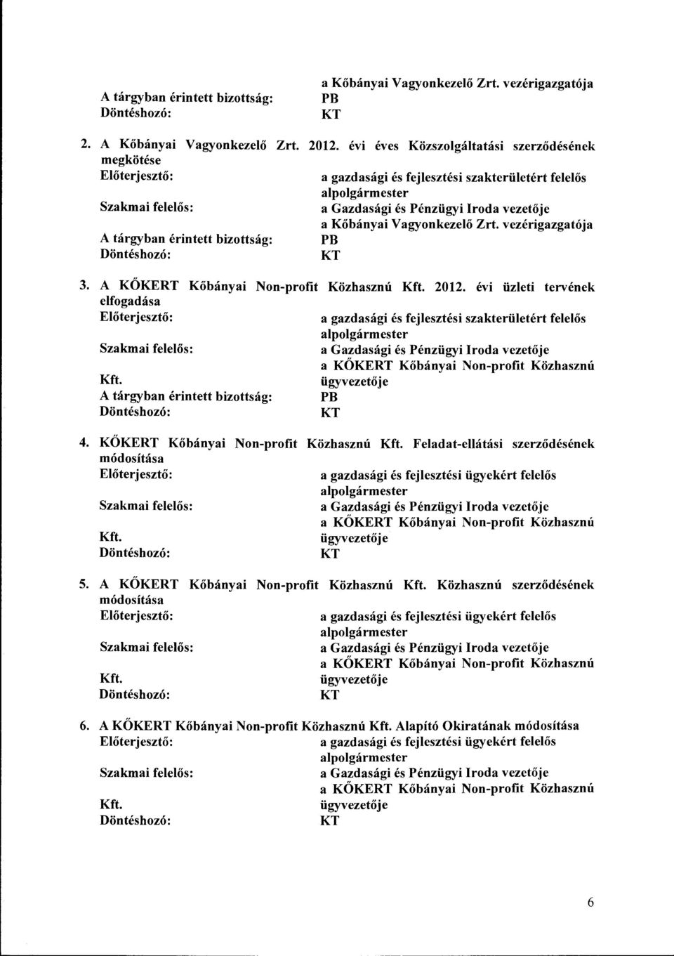 Non-profit Közhasznú Kft. Feladat-ellátási szerződésének a KÖKERT Kőbányai Non-profit Közhasznú ügyvezetője 5. A KÖKERT Kőbányai Non-profit Közhasznú Kft.