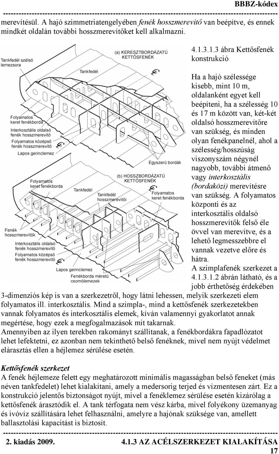 minden olyan fenékpanelnél, ahol a szélesség/hosszúság viszonyszám négynél nagyobb, további átmenő vagy interkosztális (bordaközi) merevítésre van szükség.