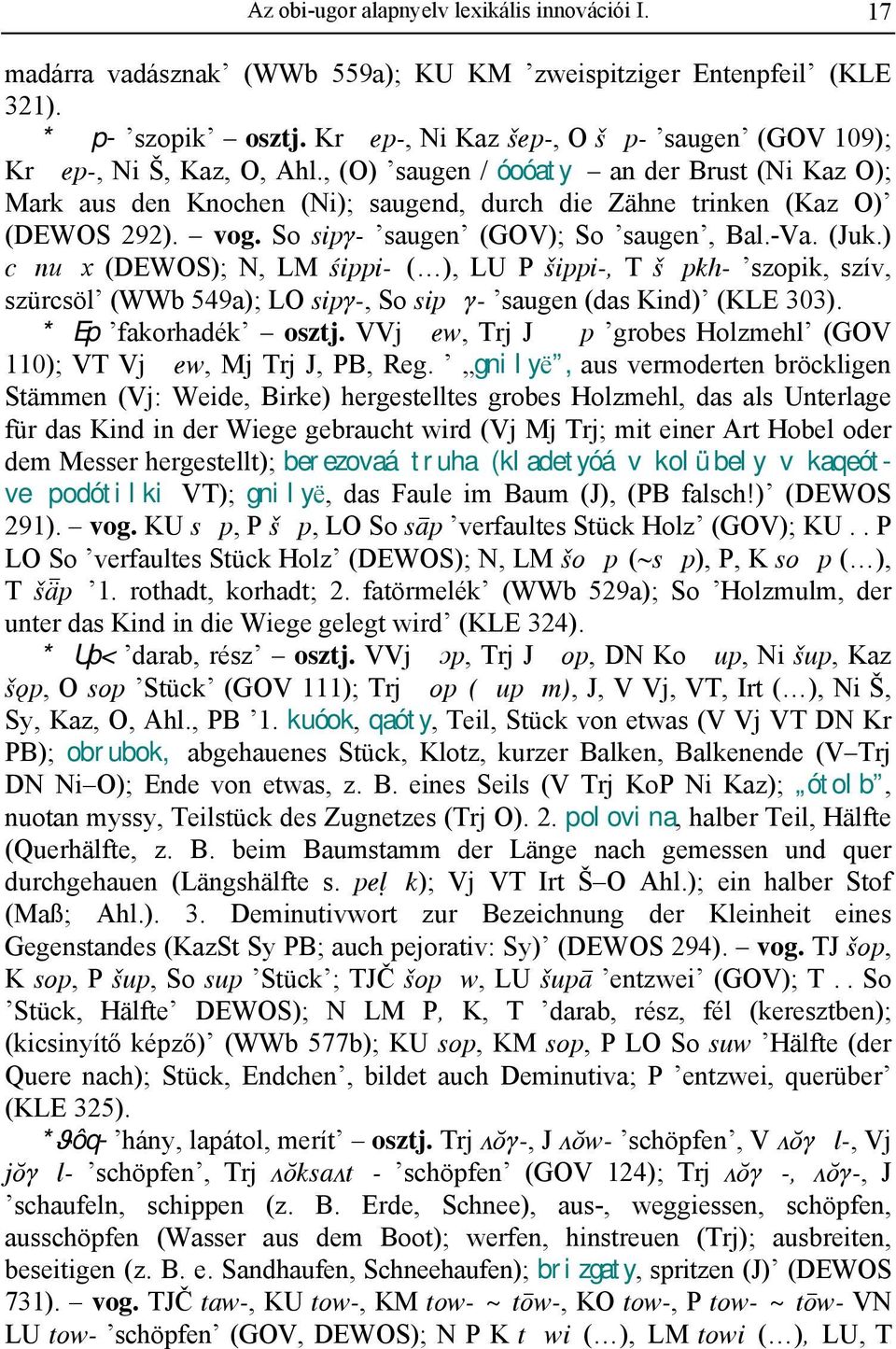 vog. So sipq- saugen (GOV); So saugen, Bal.-Va. (Juk.) cnux (DEWOS); N, LM Sippi- ( ), LU P šippi-, T špkh- szopik, szív, szürcsöl (WWb 549a); LO sipq-, So sipq- saugen (das Kind) (KLE 303).