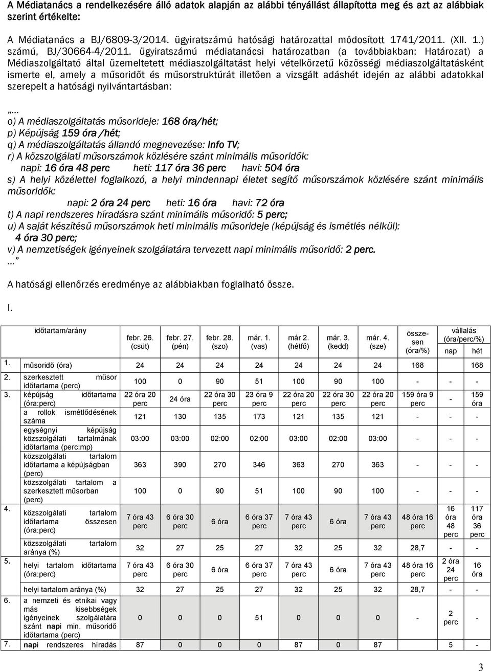 ügyiratszámú médiatanácsi határozatban (a továbbiakban: Határozat) a Médiaszolgáltató által üzemeltetett médiaszolgáltatást helyi vételkörzetű közösségi médiaszolgáltatásként ismerte el, amely a