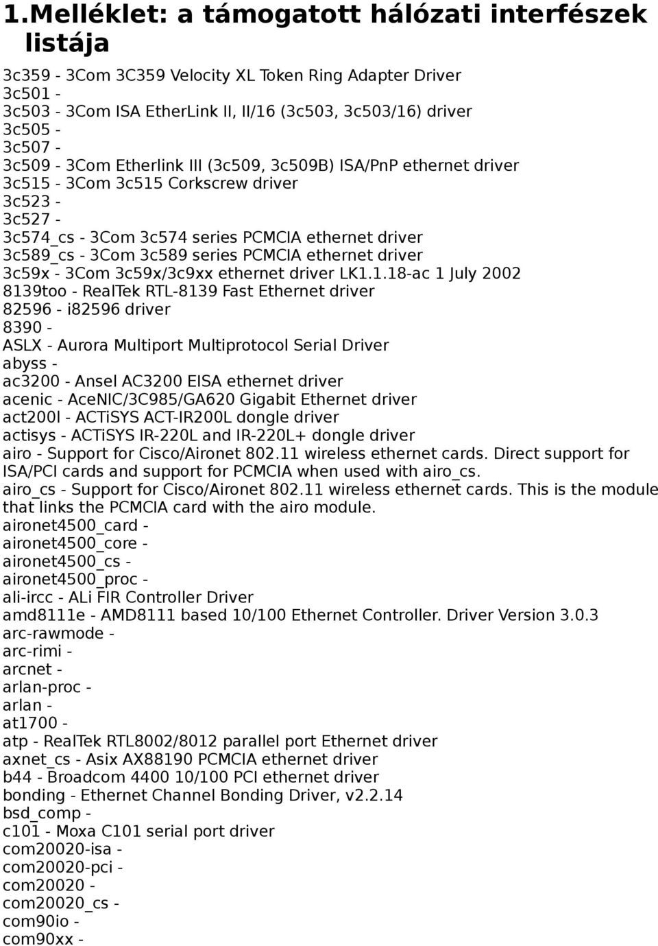 driver 3c59x - 3Com 3c59x/3c9xx ethernet driver LK1.