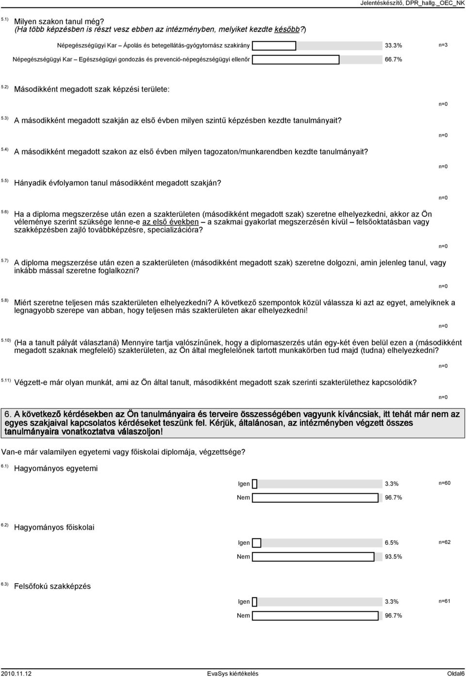 3) A másodikként megadott szakján az első évben milyen szintű képzésben kezdte tanulmányait?.4) A másodikként megadott szakon az első évben milyen tagozaton/munkarendben kezdte tanulmányait?