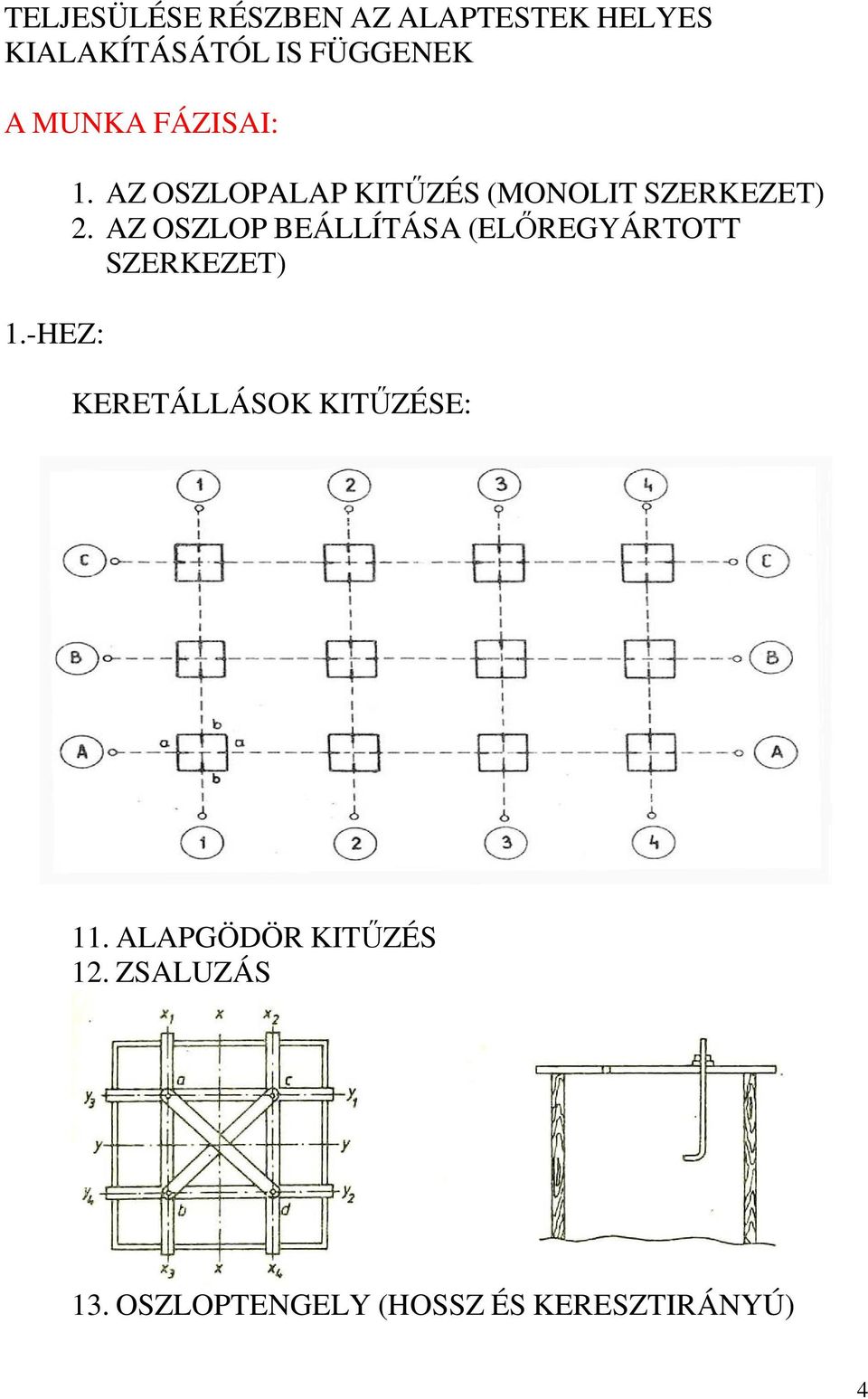 AZ OSZLOP BEÁLLÍTÁSA (ELİREGYÁRTOTT SZERKEZET) KERETÁLLÁSOK KITŐZÉSE: 11.