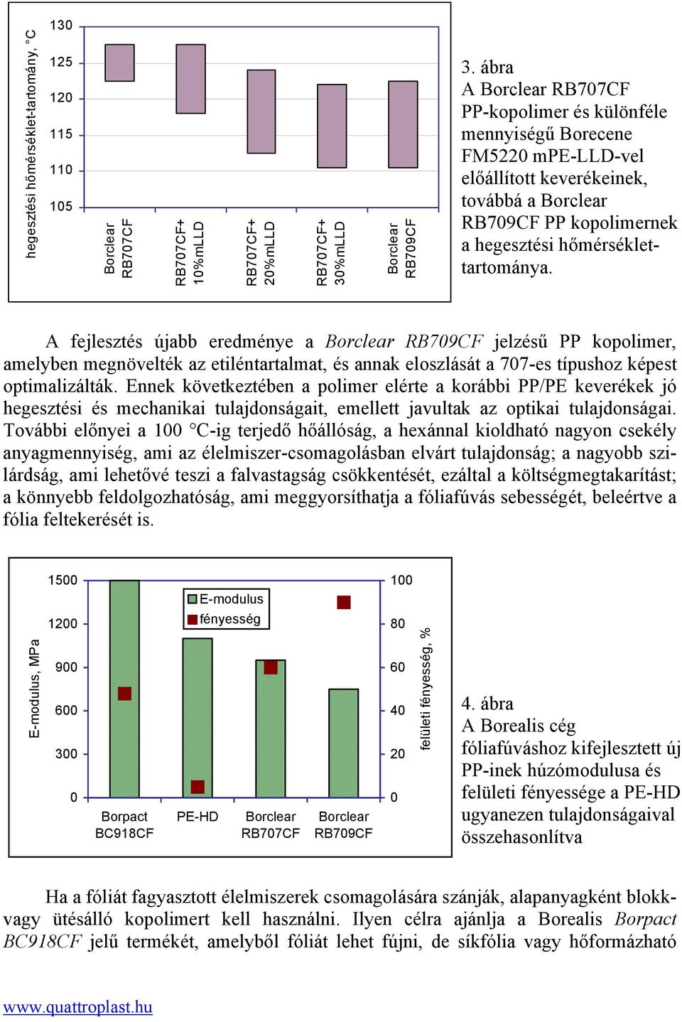 A fejlesztés újabb eredménye a RB79CF jelzésű PP kopolimer, amelyben megnövelték az etiléntartalmat, és annak eloszlását a 77-es típushoz képest optimalizálták.