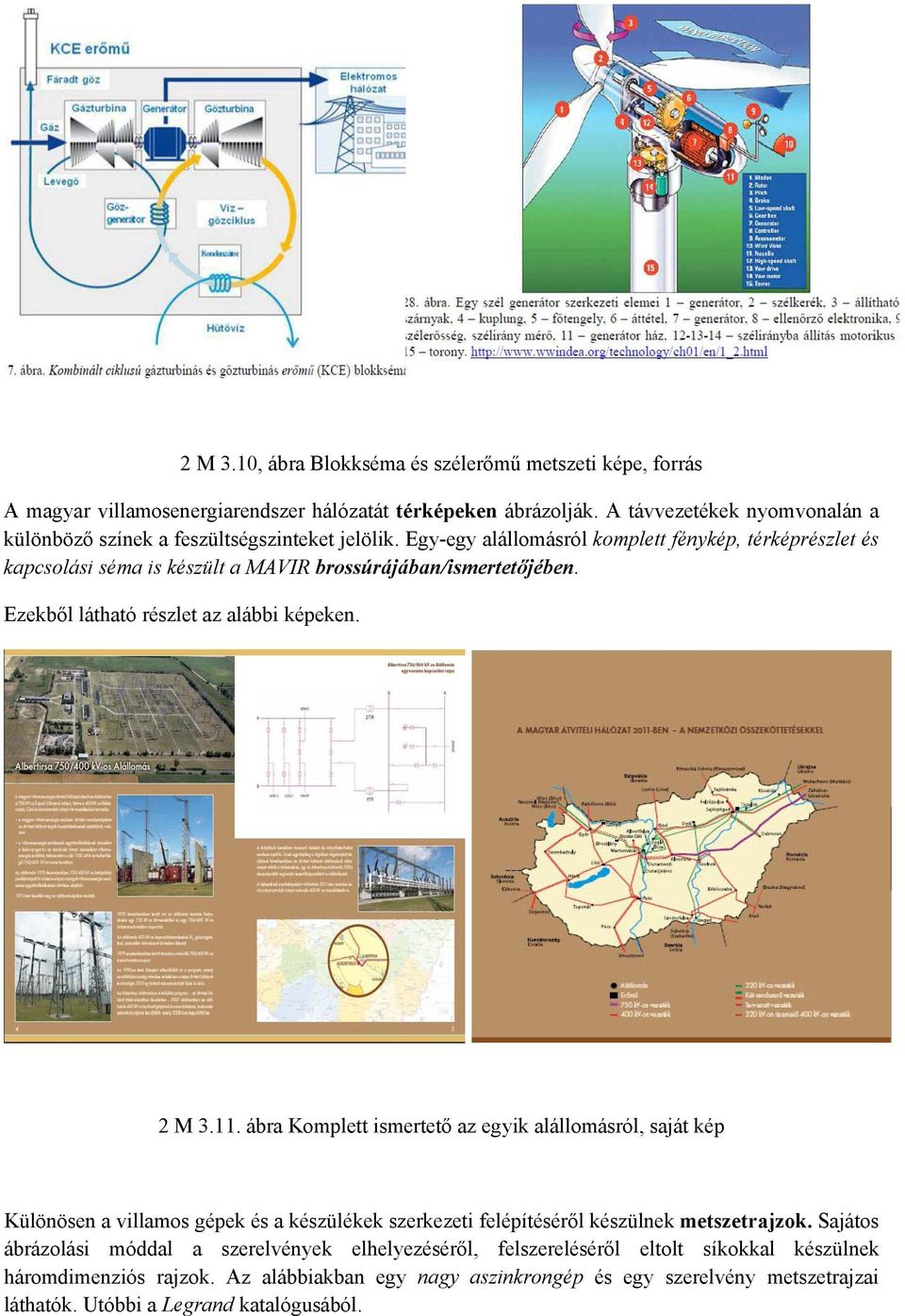 Egy-egy alállomásról komplett fénykép, térképrészlet és kapcsolási séma is készült a MAVIR brossúrájában/ismertetőjében. Ezekből látható részlet az alábbi képeken. 2 M 3.11.