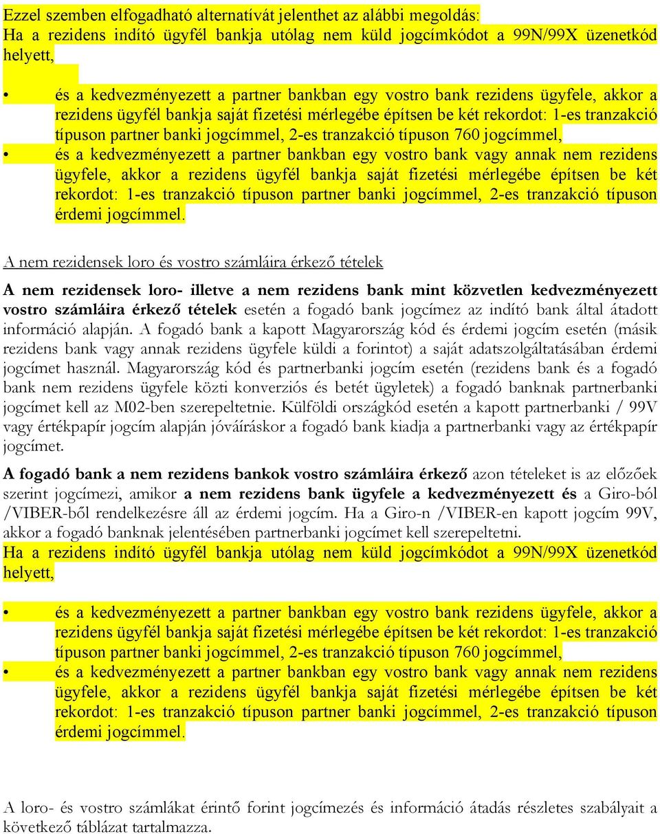 jogcímmel, és a kedvezményezett a partner bankban egy vostro bank vagy annak nem rezidens ügyfele, akkor a rezidens ügyfél bankja saját fizetési mérlegébe építsen be két rekordot: 1-es tranzakció