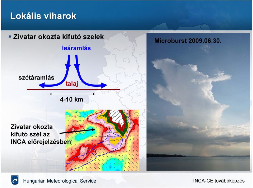 szétáramlás talaj 4-10 km Zivatar