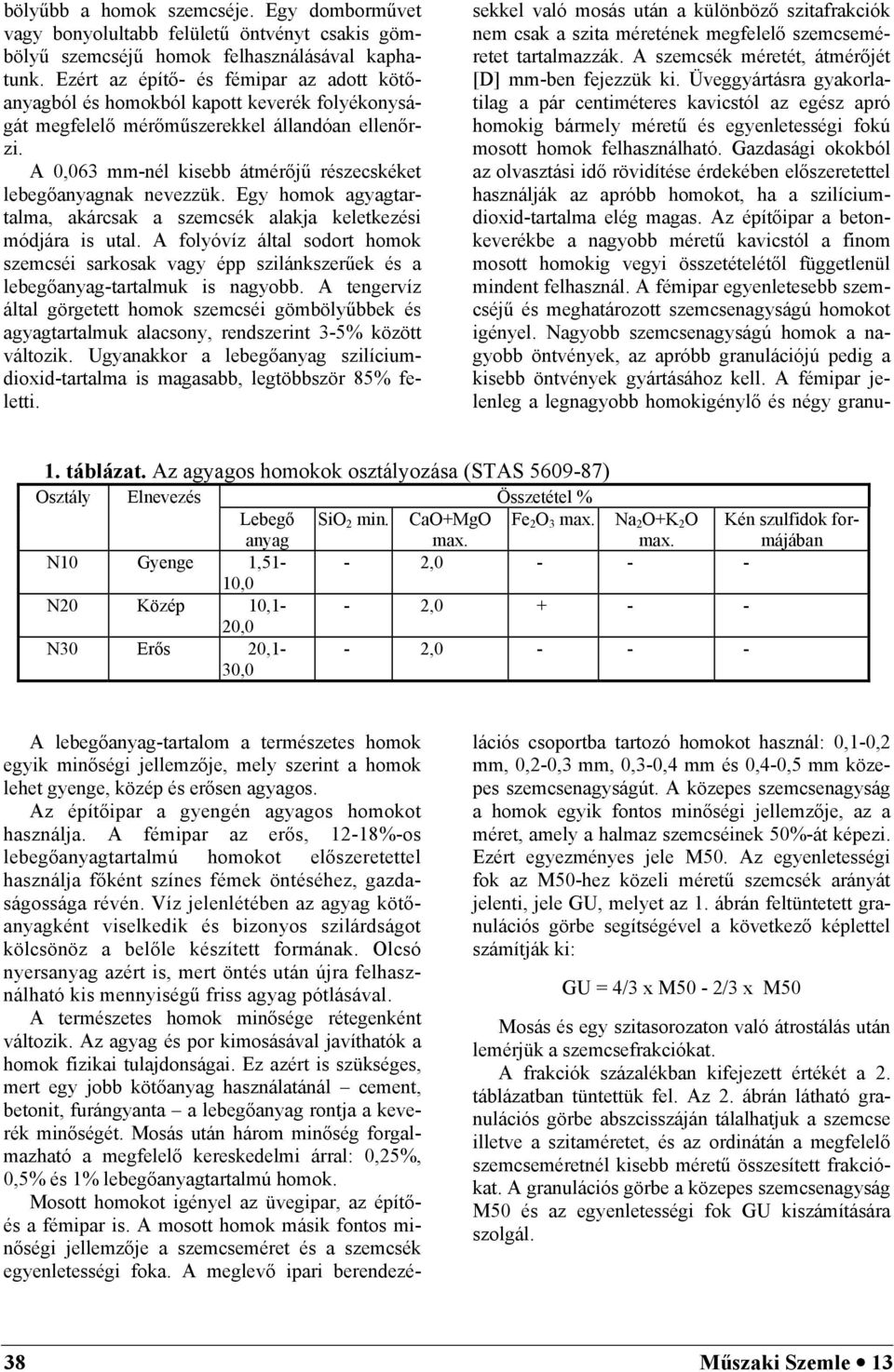 A 0,063 mm-nél kisebb átmérőjű részecskéket lebegőanyagnak nevezzük. Egy homok agyagtartalma, akárcsak a szemcsék alakja keletkezési módjára is utal.