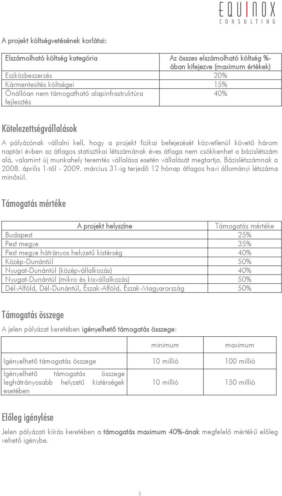 létszámának éves átlaga nem csökkenhet a bázislétszám alá, valamint új munkahely teremtés vállalása esetén vállalását megtartja. Bázislétszámnak a 2008. április 1-től - 2009.