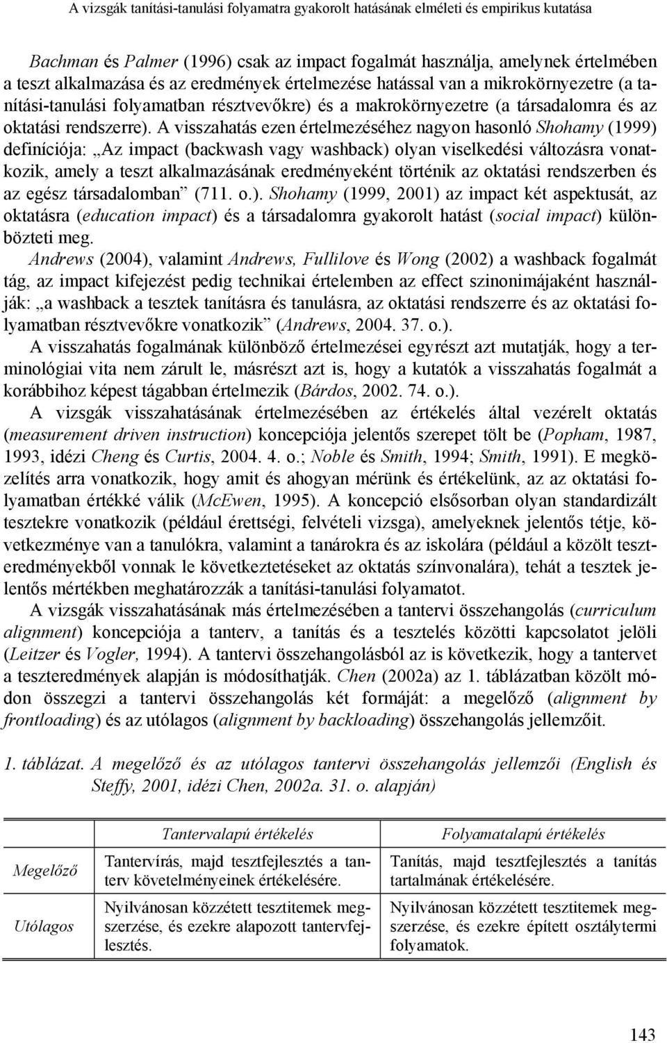 A visszahatás ezen értelmezéséhez nagyon hasonló Shohamy (1999) definíciója: Az impact (backwash vagy washback) olyan viselkedési változásra vonatkozik, amely a teszt alkalmazásának eredményeként