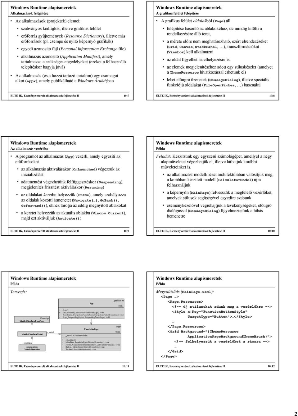 felhasználó telepítéskor hagyja jóvá) Az alkalmazás (és a hozzá tartozó tartalom) egy csomagot alkot (appx), amely publikálható a Windows Áruházban A grafikus felület felépítése A grafikus felület