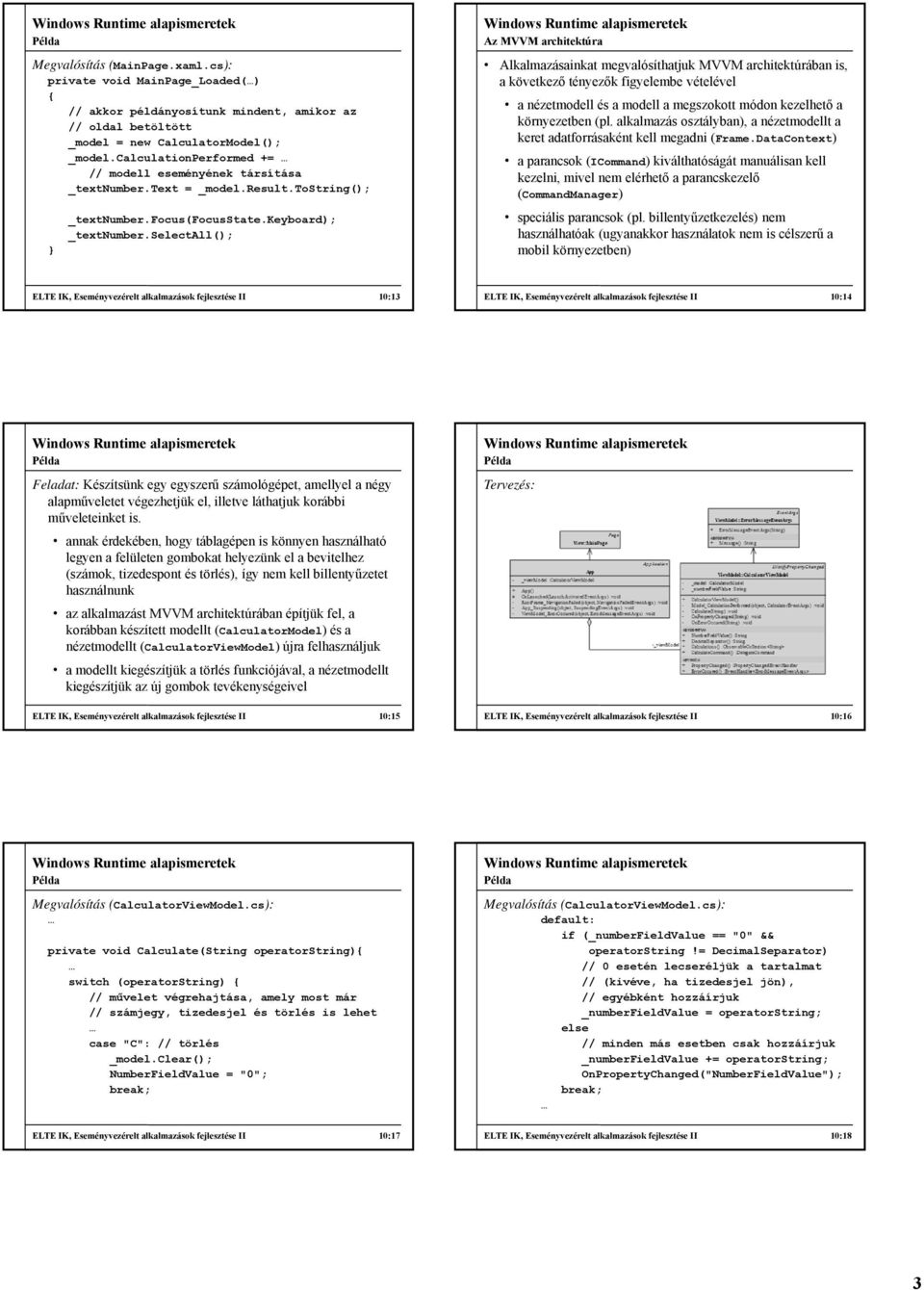 selectall(); Az MVVM architektúra Alkalmazásainkat megvalósíthatjuk MVVM architektúrában is, a következő tényezők figyelembe vételével a nézetmodell és a modell a megszokott módon kezelhető a