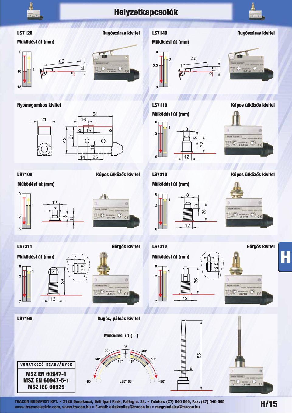 ütközős kivitel LS7311 Görgős kivitel LS7312 Görgős