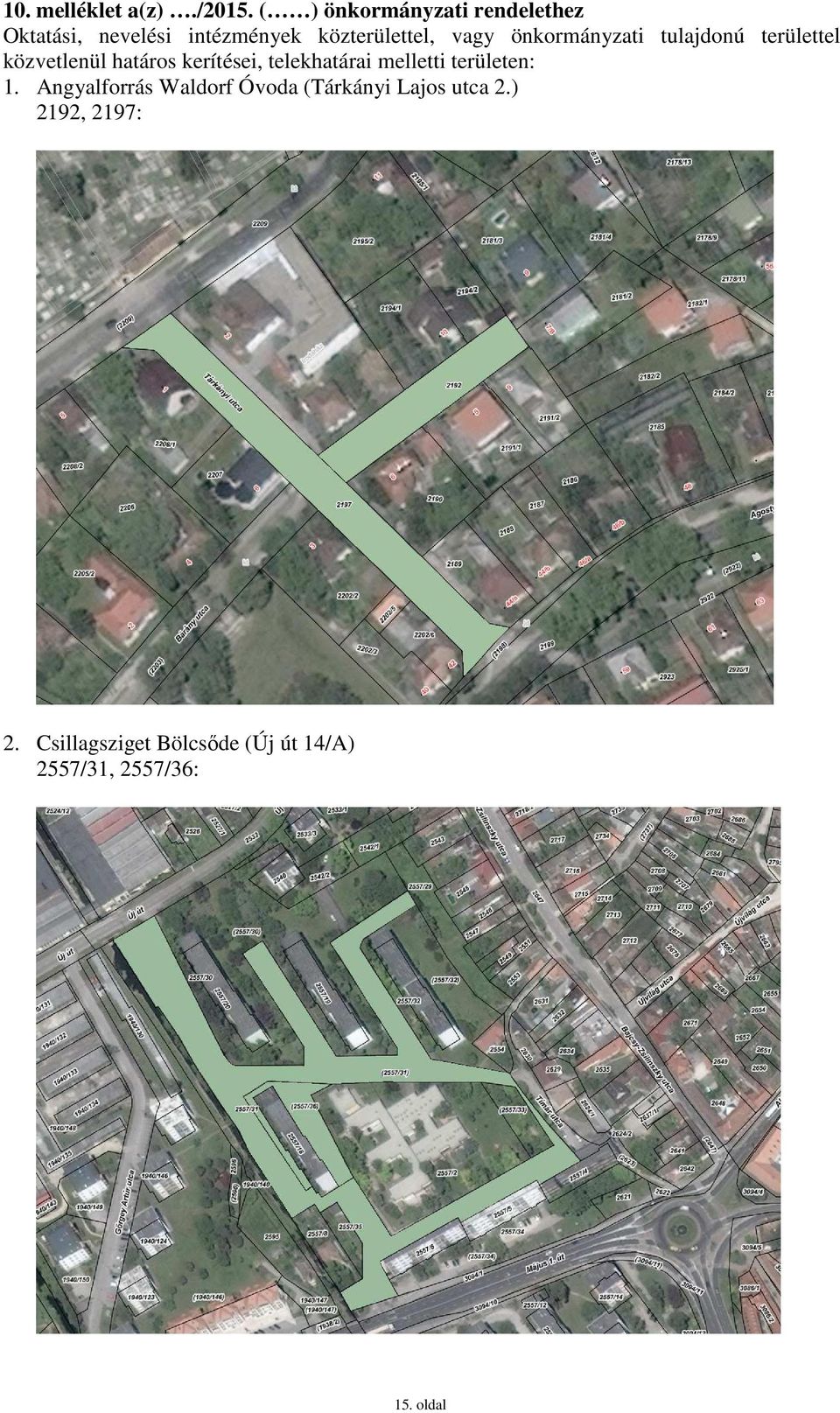 önkormányzati tulajdonú területtel közvetlenül határos kerítései, telekhatárai