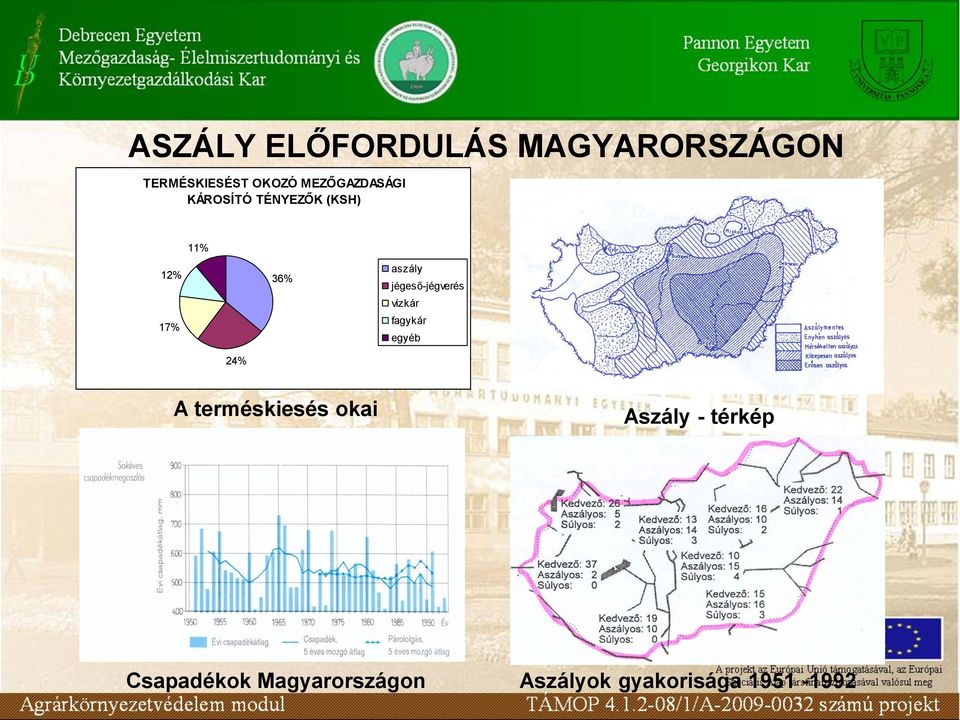 jégeső-jégverés vízkár fagykár egyéb 24% A terméskiesés okai