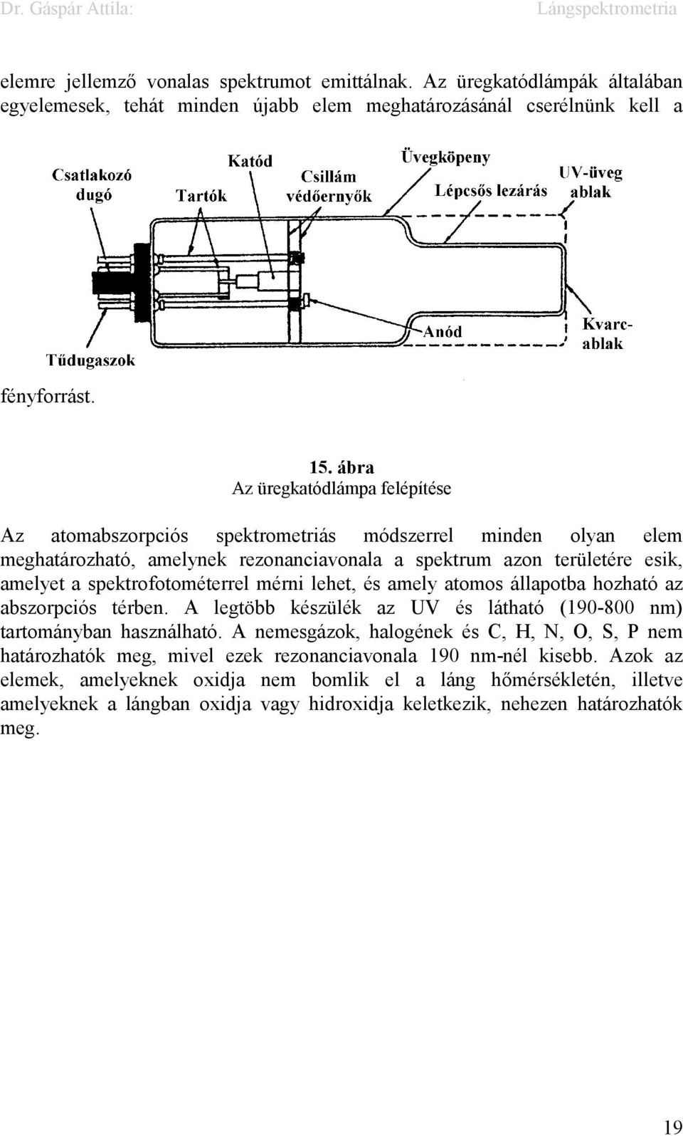 spektrofotométerrel mérni lehet, és amely atomos állapotba hozható az abszorpciós térben. A legtöbb készülék az UV és látható (190-800 nm) tartományban használható.