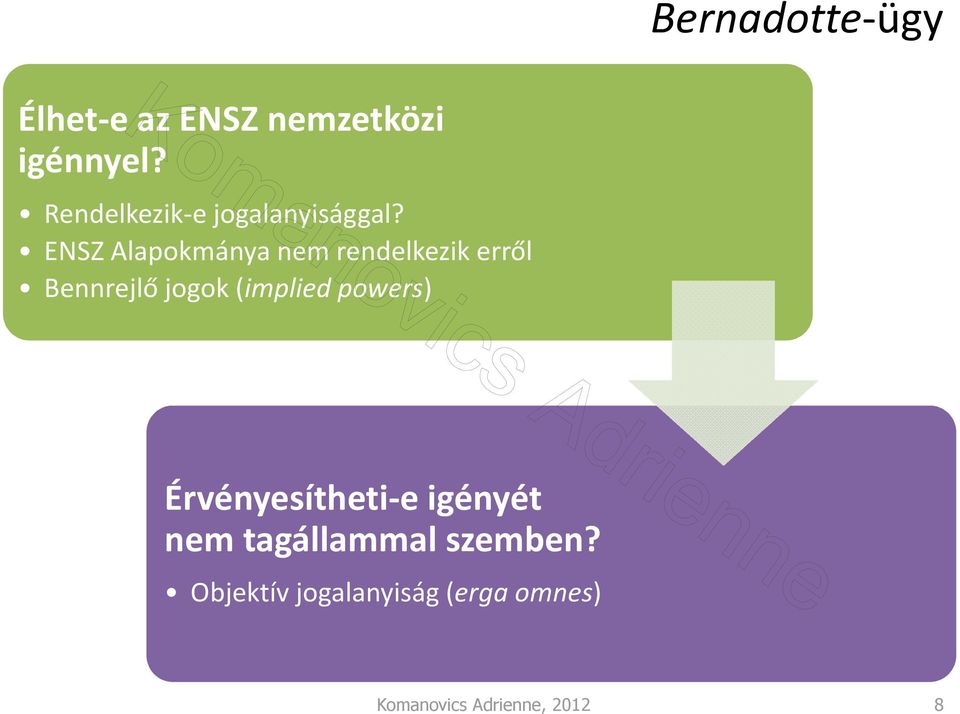 ENSZ Alapokmánya nem rendelkezik erről Bennrejlő jogok (implied