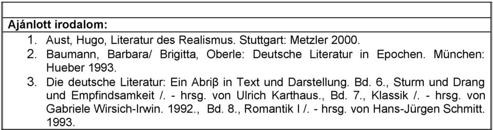 Die deutsche Literatur: Ein Abriβ in Text und Darstellung. Bd. 6., Sturm und Drang und Empfindsamkeit /.