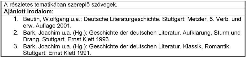 ): Geschichte der deutschen Literatur. Aufklärung, Sturm und Drang. Stuttgart: Ernst Klett 1993.
