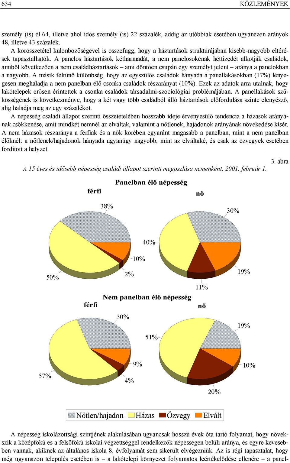 A panelos háztartások kétharmadát, a nem panelosokénak héttizedét alkotják családok, amib l következ en a nem családháztartások ami dönt en csupán egy személyt jelent aránya a panelokban a nagyobb.