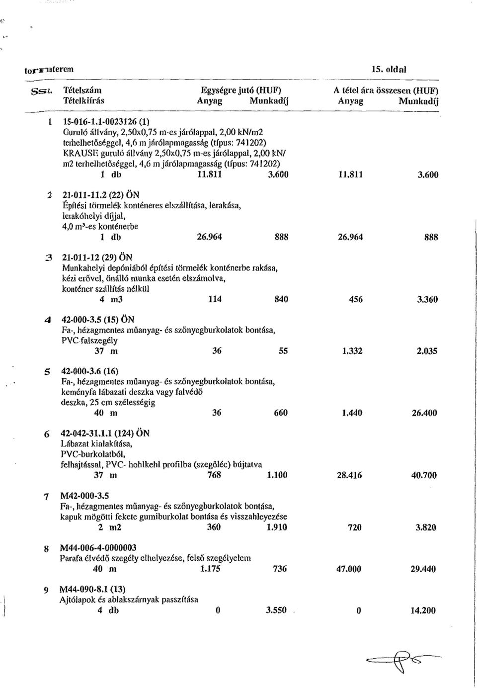 lerhélhetőséggel, 4,6 m járólapmagasság (típus: 741202) 1 db 11.811 3.600 11.811 3.600 1 21-011-11.