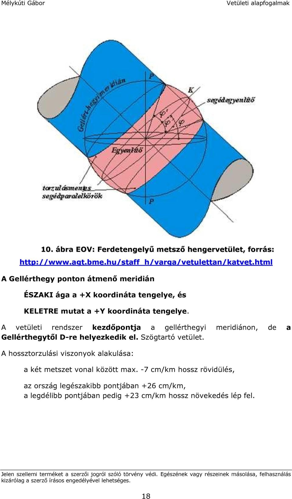 A vetületi rendszer kezdőpontja a gellérthegyi meridiánon, de a Gellérthegytől D-re helyezkedik el. Szögtartó vetület.