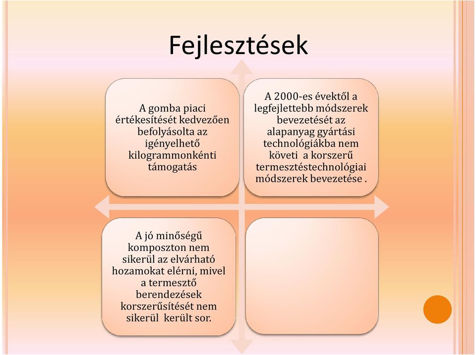 technológiákba nem követi a korszerű termesztéstechnológiai módszerek bevezetése.