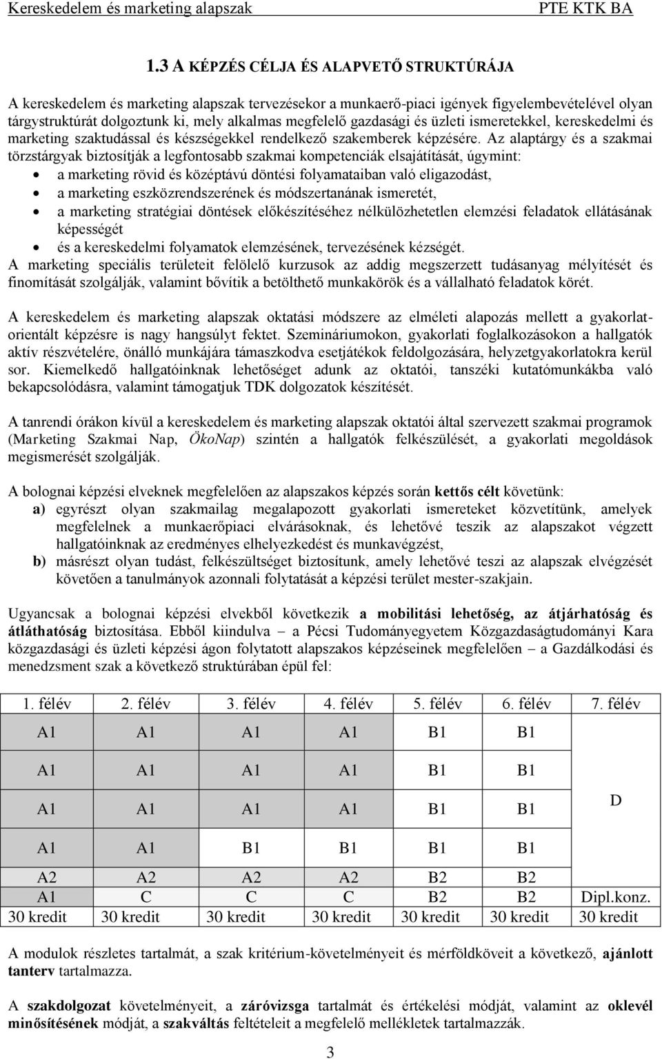 Az alaptárgy és a szakmai törzstárgyak biztosítják a legfontosabb szakmai kompetenciák elsajátítását, úgymint: a marketing rövid és középtávú döntési folyamataiban való eligazodást, a marketing