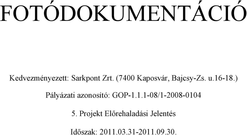 ) Pályázati azonosító: GOP-1.1.1-08/1-2008-0104 5.