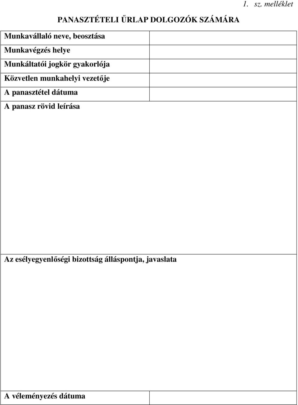 beosztása Munkavégzés helye Munkáltatói jogkör gyakorlója Közvetlen