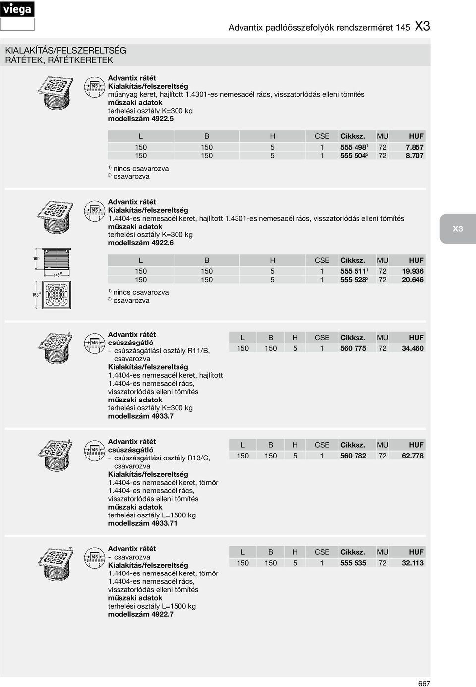 4301-es nemesacél rács, visszatorlódás elleni tömítés modellszám 4922.6 X3 150 150 5 1 555 511 1 72 19.936 150 150 5 1 555 528 2 72 20.