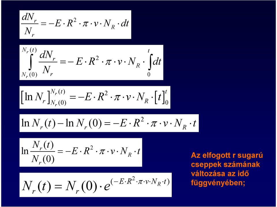 v N t 2 r r R ln Nr ( t) N (0) r = 2 E R π v NR t 2 ( ER π vn t ) N ( t) = N