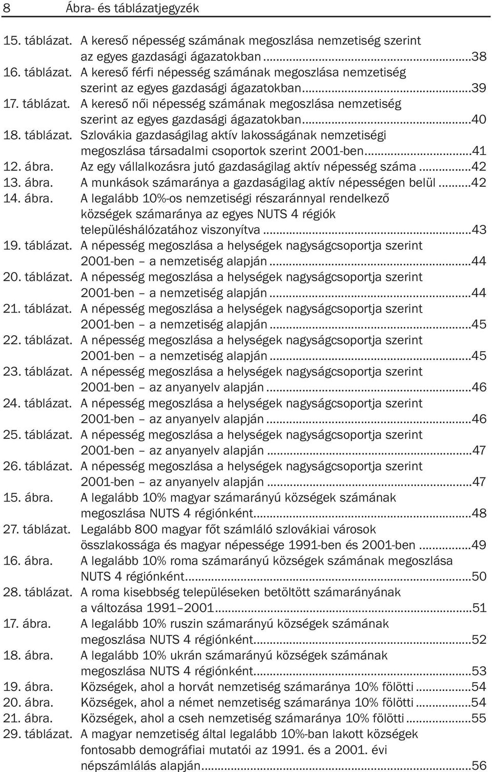 ..41 12. ábra. Az egy vállalkozásra jutó gazdaságilag aktív népesség száma...42 13. ábra. A munkások számaránya a gazdaságilag aktív népességen belül...42 14. ábra. A legalább 10%-os nemzetiségi részaránnyal rendelkezõ községek számaránya az egyes NUTS 4 régiók településhálózatához viszonyítva.