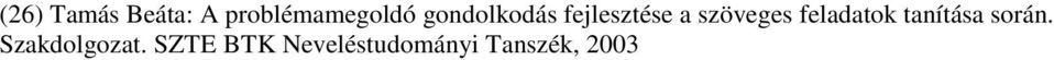 feladatok tanítása során.