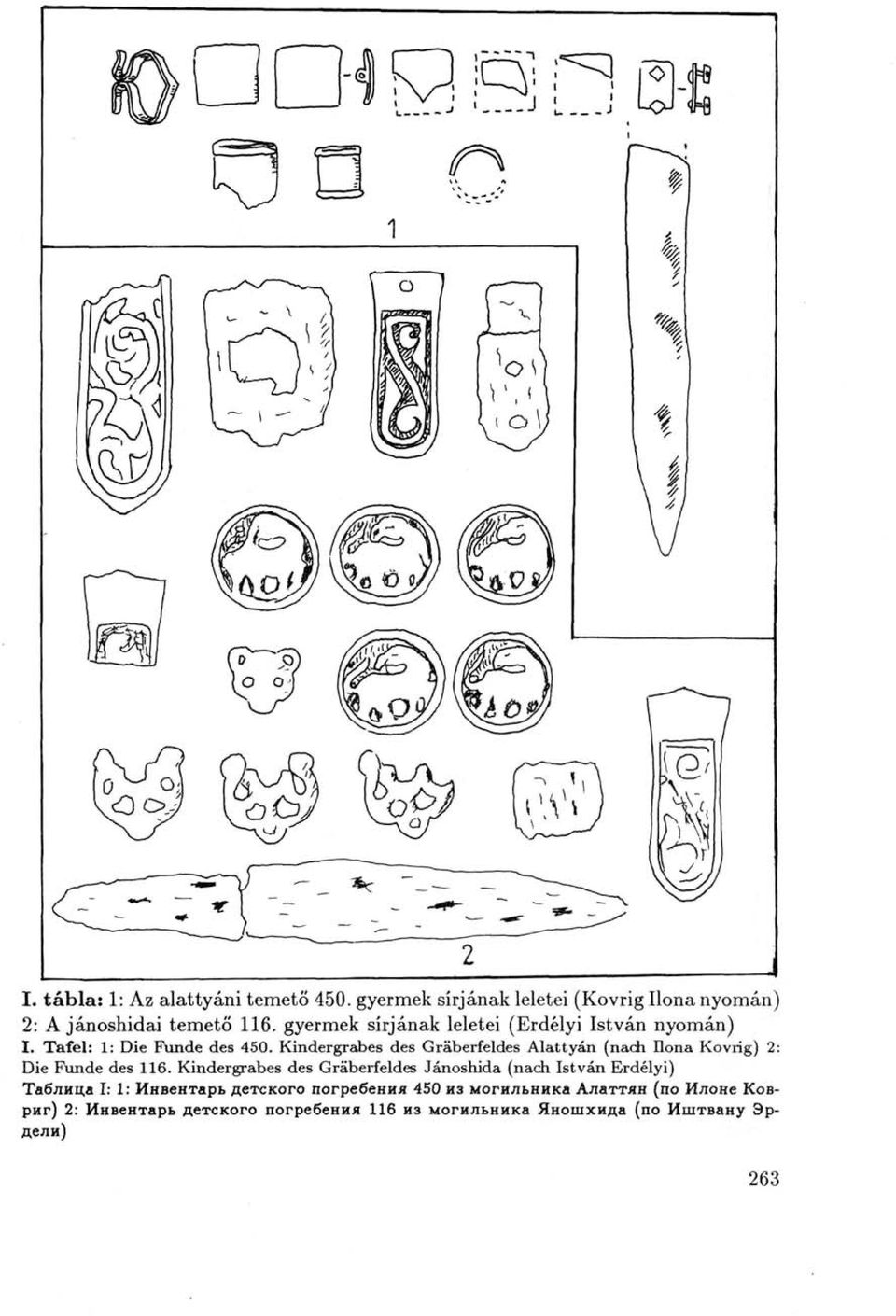 Kindergrabes des Gräberfeldes Alattyán (nach Ilona Kovrig) 2: Die Fnnde des 116.
