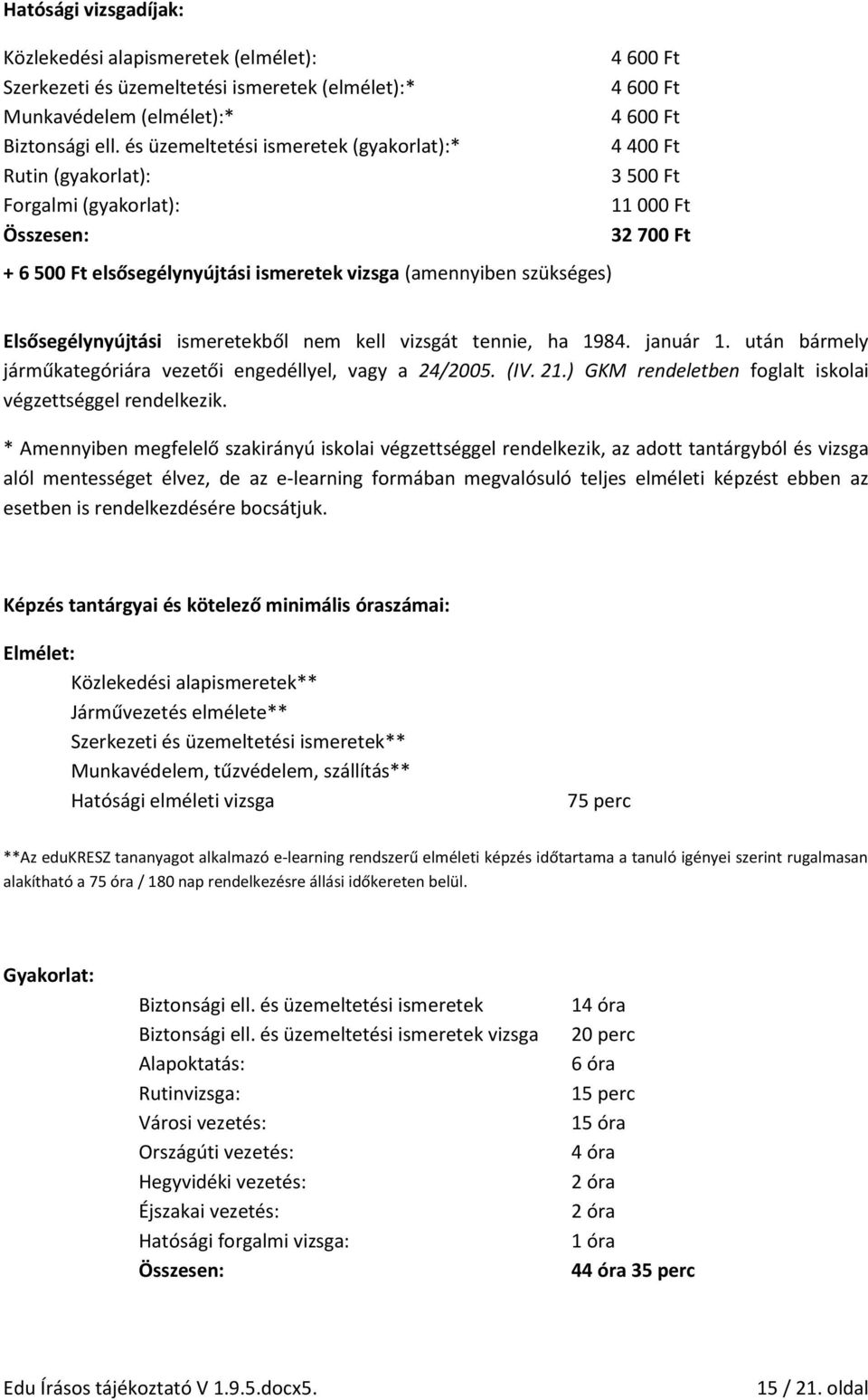 Elsősegélynyújtási ismeretekből nem kell vizsgát tennie, ha 1984. január 1. után bármely járműkategóriára vezetői engedéllyel, vagy a 24/2005. (IV. 21.