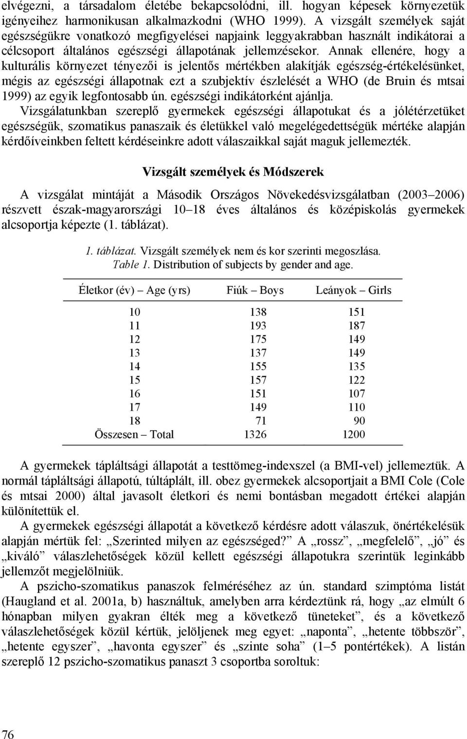 Annak ellenére, hogy a kulturális környezet tényezői is jelentős mértékben alakítják egészség-értékelésünket, mégis az egészségi állapotnak ezt a szubjektív észlelését a WHO (de Bruin és mtsai 999)