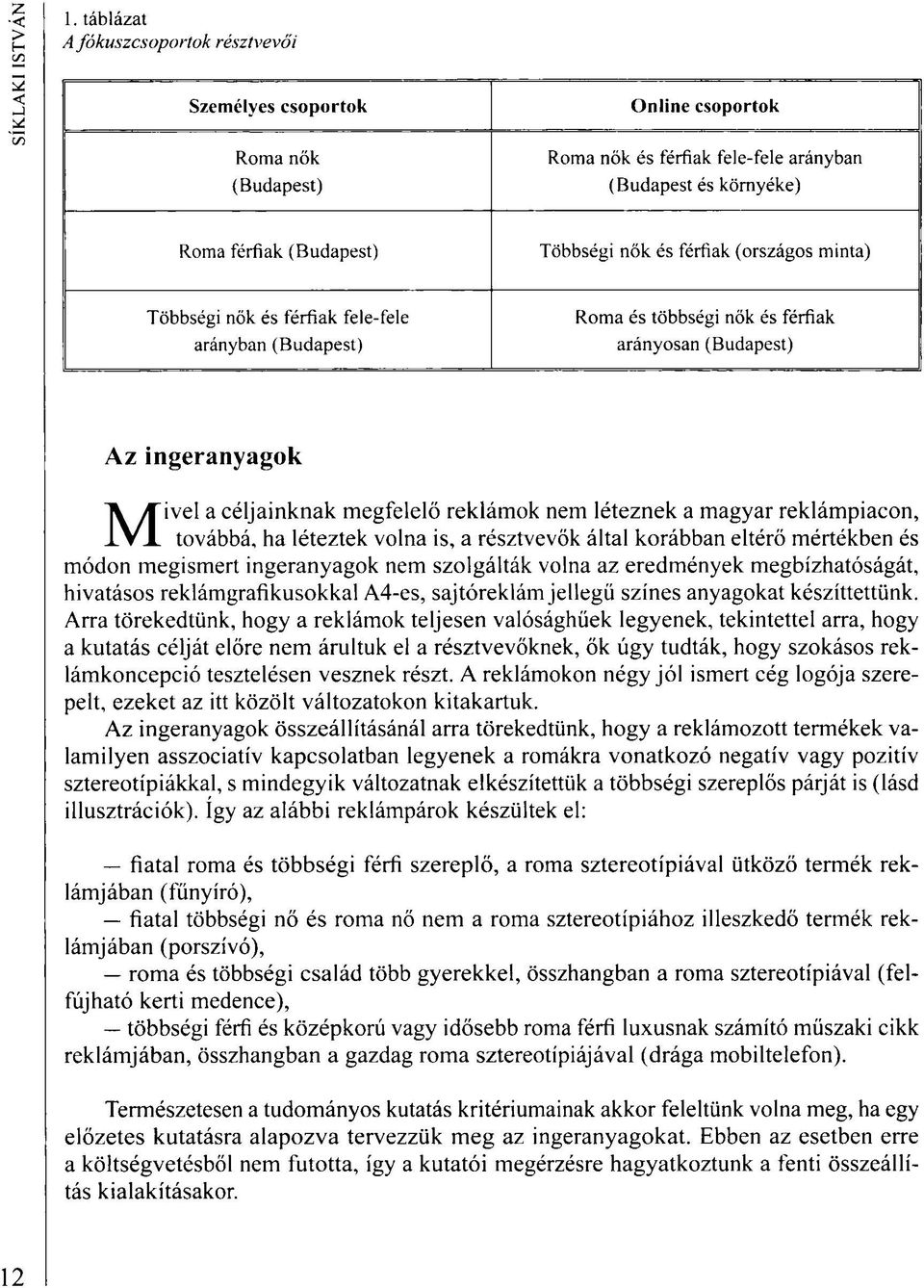 a magyar reklámpiacon, továbbá, ha léteztek volna is, a résztvevők által korábban eltérő mértékben és módon megismert ingeranyagok nem szolgálták volna az eredmények megbízhatóságát, hivatásos