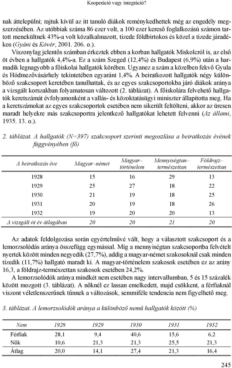 Viszonylag jelentős számban érkeztek ebben a korban hallgatók Miskolcról is, az első öt évben a hallgatók 4,4%-a.