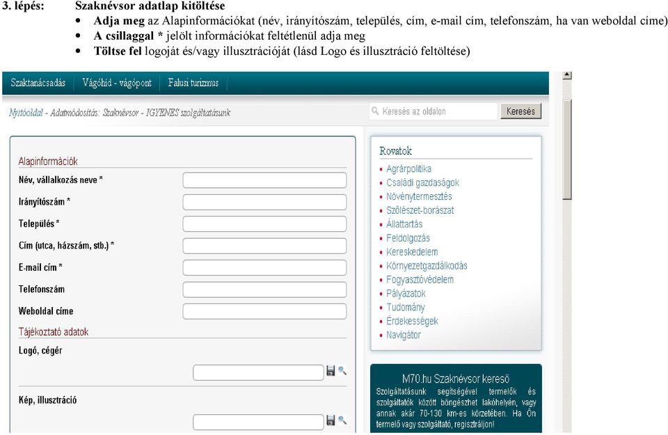 weboldal címe) A csillaggal * jelölt információkat feltétlenül adja meg