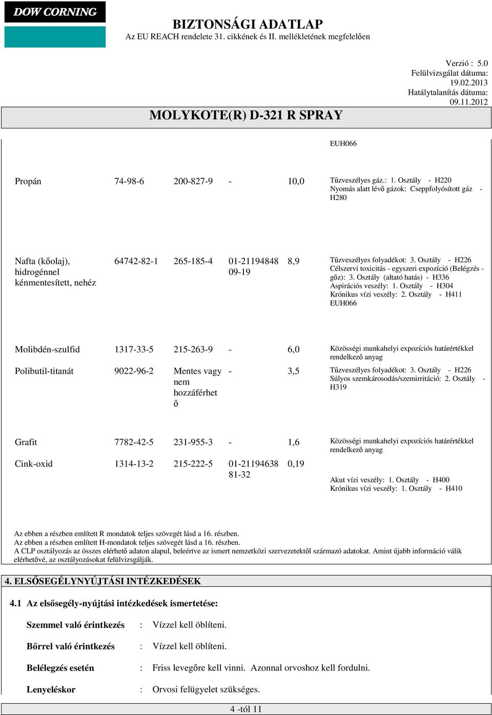 Osztály - H226 Célszervi toxicitás - egyszeri expozíció (Belégzés - gőz): 3. Osztály (altató hatás) - H336 Aspirációs veszély: 1. Osztály - H304 Krónikus vízi veszély: 2.