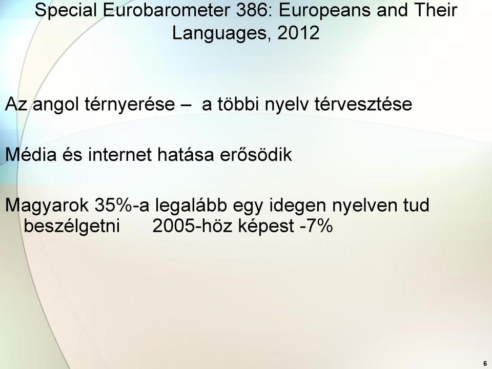 térvesztése Média és internet hatása erősödik Magyarok