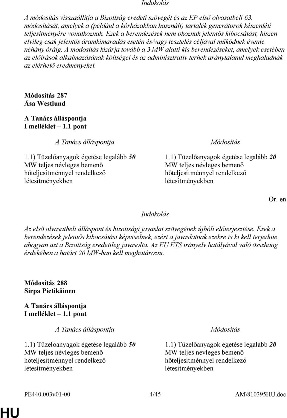 Ezek a berendezések nem okoznak jelentős kibocsátást, hiszen elvileg csak jelentős áramkimaradás esetén és/vagy tesztelés céljával működnek évente néhány óráig.