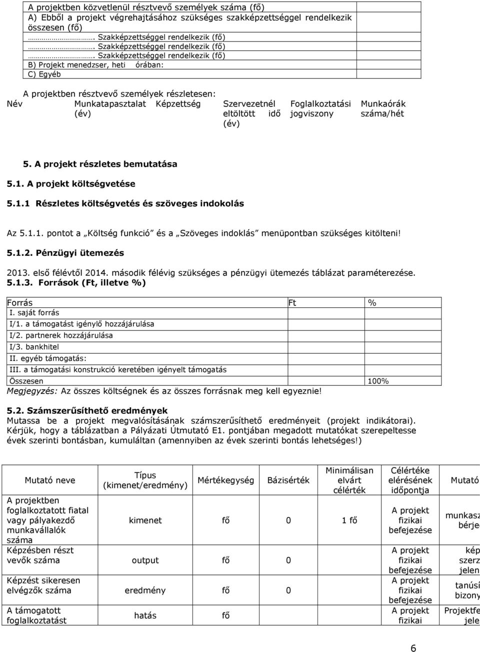 Szakképzettséggel rendelkezik (fő) B) menedzser, heti órában: C) Egyéb ben résztvevő személyek részletesen: Név Munkatapasztalat (év) Képzettség Szervezetnél eltöltött idő (év) Foglalkoztatási