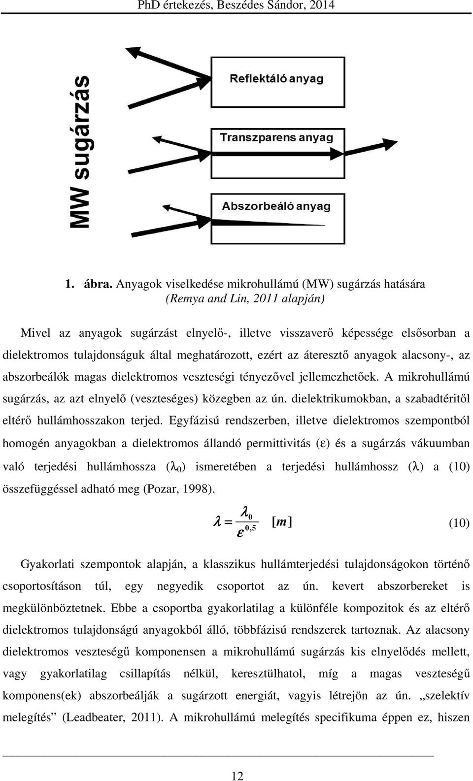 meghatározott, ezért az áteresztő anyagok alacsony-, az abszorbeálók magas dielektromos veszteségi tényezővel jellemezhetőek. A mikrohullámú sugárzás, az azt elnyelő (veszteséges) közegben az ún.