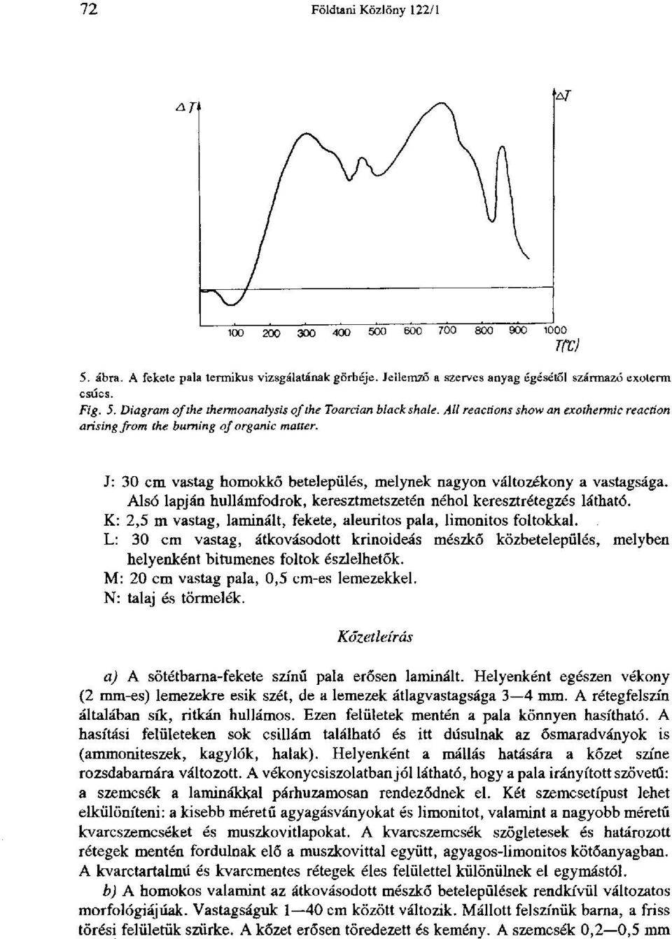 J: 30 cm vastag homokkő betelepülés, melynek nagyon változékony a vastagsága. Alsó lapján hullámfodrok, keresztmetszetén néhol keresztrétegzés látható.