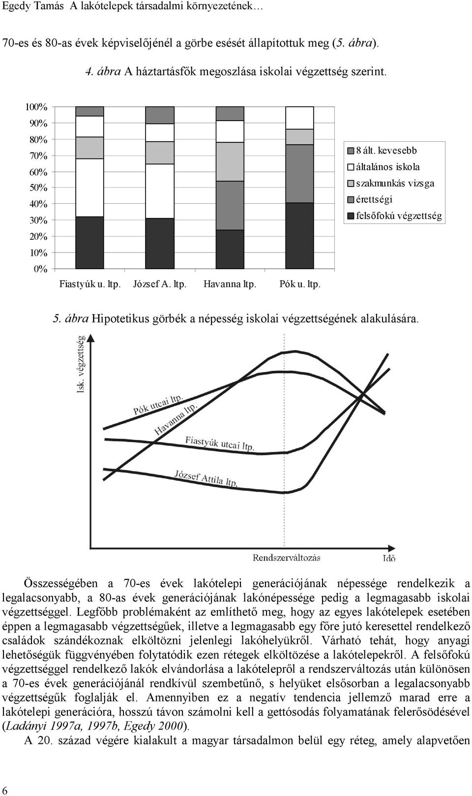 ábra Hipotetikus görbék a népesség iskolai végzettségének alakulására.